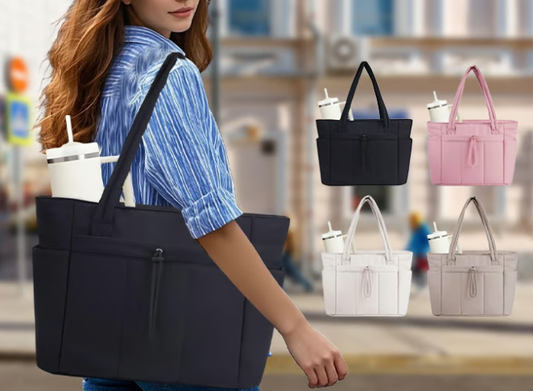 💕大特価50%OFF🎁ワンダリングネイチャー プファートートバッグ(カップホルダー・ノートPC収納・キャリーケース用スリーブ付き) 旅行・仕事・看護師・女性向け