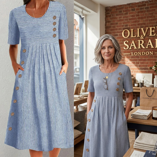 🎉🛍️Ofertă specială: 50% reducere💃Rochie midi cu dungi, un model atemporal