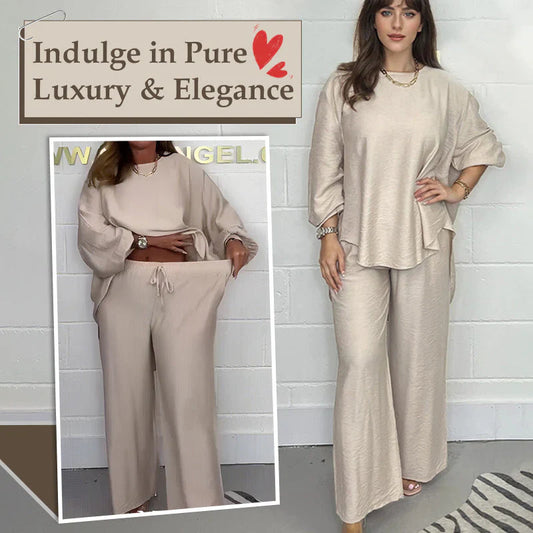🔥Reduceri limitate 🔥Costum pentru femei cu pantaloni cu talie înaltă, mâneci lungi și croi larg