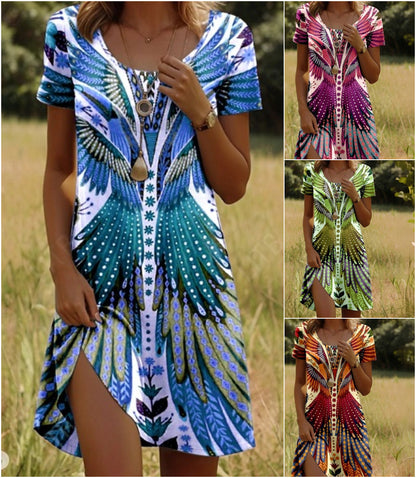 Rochie vintage cu mânecă scurtă pentru femei