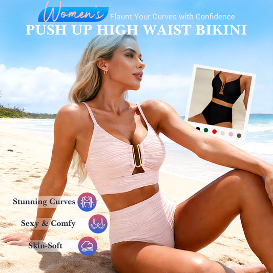 ✨Costum de baie bikini cu talie înaltă și efect de ridicare pentru femei