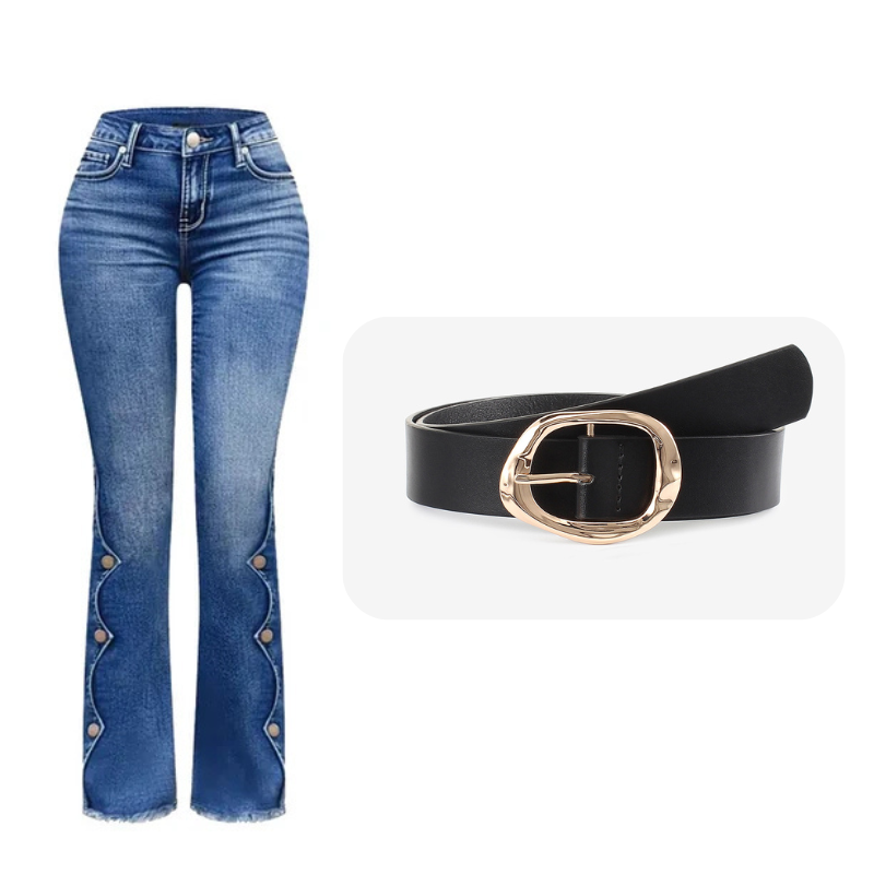 🌸 OFFRE LIMITÉE –50% ! ✨Jean flare délavé taille haute pour femme