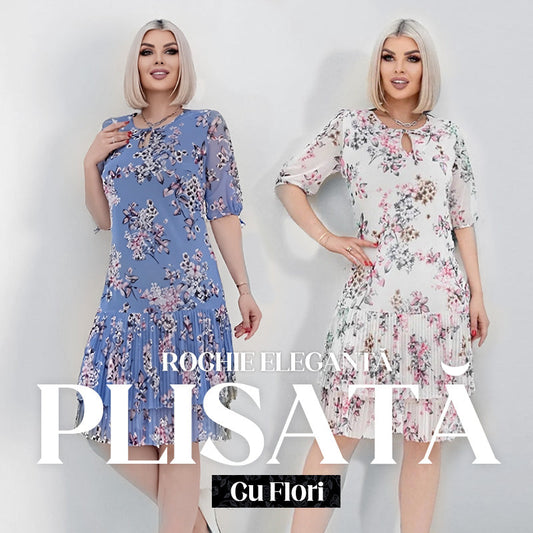 👗S-4XL💥Rochie lungă elegantă cu mânecă scurtă plisată pentru femei🔥