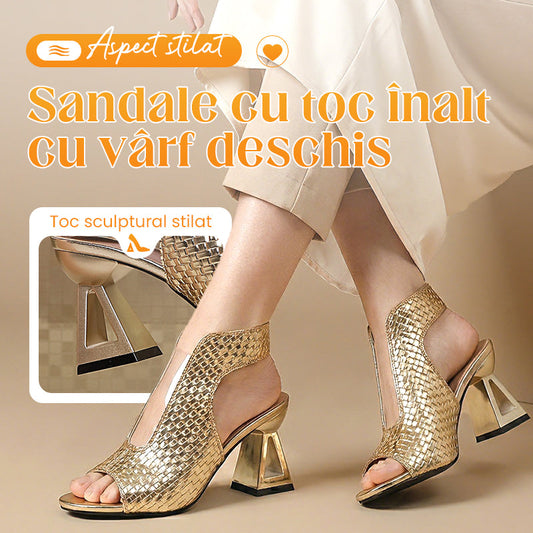 🎉Oferte speciale de sărbători❤️🏖️👠Sandale elegante cu toc pentru femei, cu vârful deschis – Picioare zvelte, mers confortabil 👡