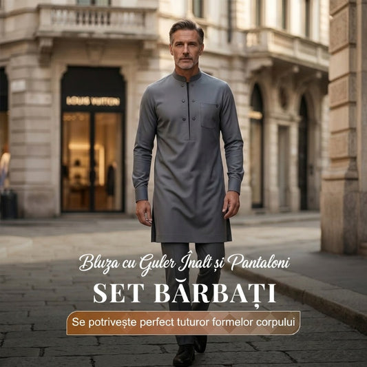 💼Costum modern pentru bărbați, compus din sacou cu guler înalt și pantaloni☕️
