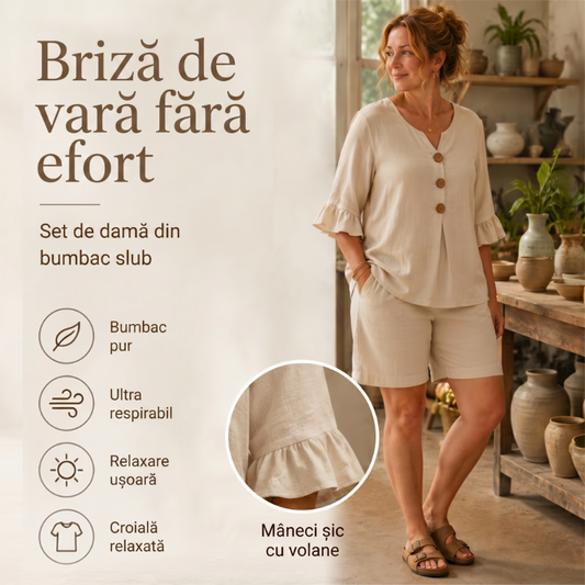 Set de două piese casual din bumbac pentru femei