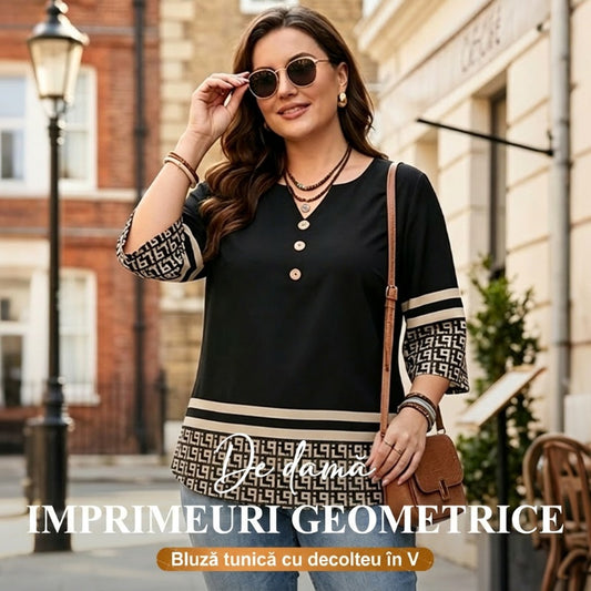🎉Oferte speciale de sărbători😍Bluză Casual pentru Femei cu Decolteu în V și Nasturi în Față