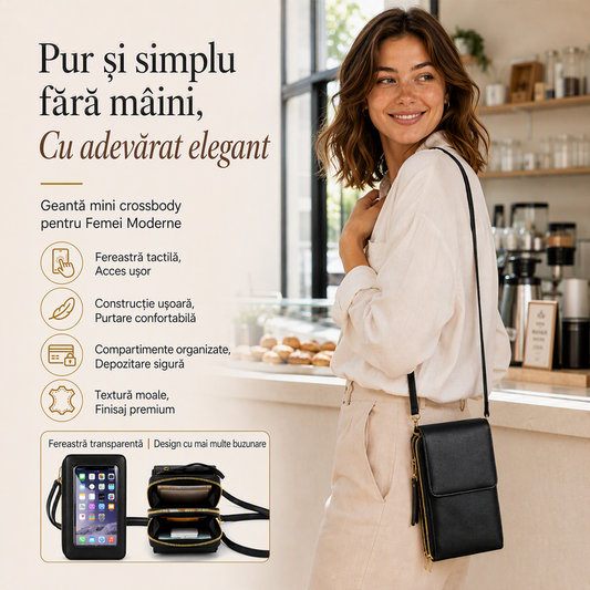 👜✨ Geantă Crossbody cu Fereastră Touch Screen — Anti-Furt, Încăpătoare, Disponibilă în 8 Culori 💛