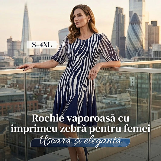 💎😍Rochie vaporoasă cu imprimeu zebră pentru femei👗