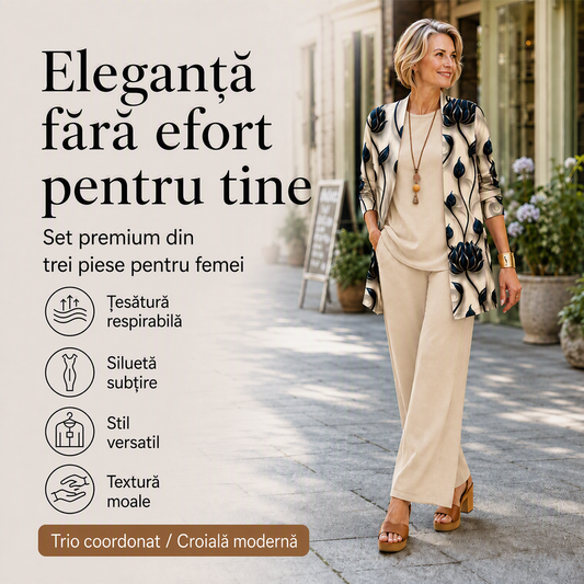 😍✨ Compleu Elegant 3 Piese cu Imprimeu Floral, Cardigan Lung + Maiou + Pantaloni Drepți — Rafinat, Feminin, Versatil ❤️