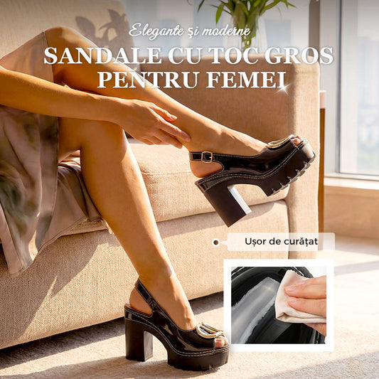 Sandale cu toc gros – Toc bloc de cataramă sigură și aderență robustă 💃