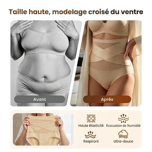 🌸 Dernier jour – 2 achetés, 1 offert ✨ Culotte grande taille à taille haute avec effet gainant croisé