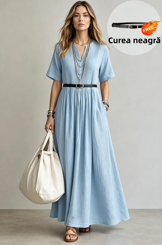 🔥 Doar azi – Reduceri de până la 49% 👗 Rochie lejeră, casual, cu decolteu în V pentru femei 🎁 Curea neagră cadou✨