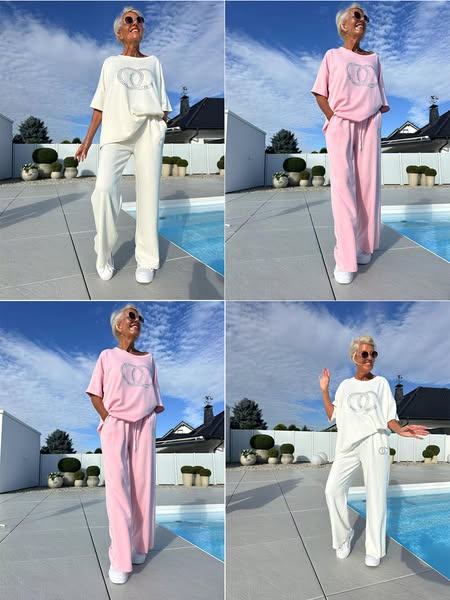 ⏳Ofertă limitată! ⏰Set casual din două piese pentru femei, cu un top simplu și pantaloni largi