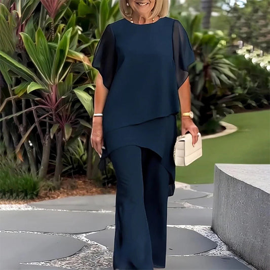 💝Moda de vara Chiffon doamnelor Plus Dimensiune două piese Set