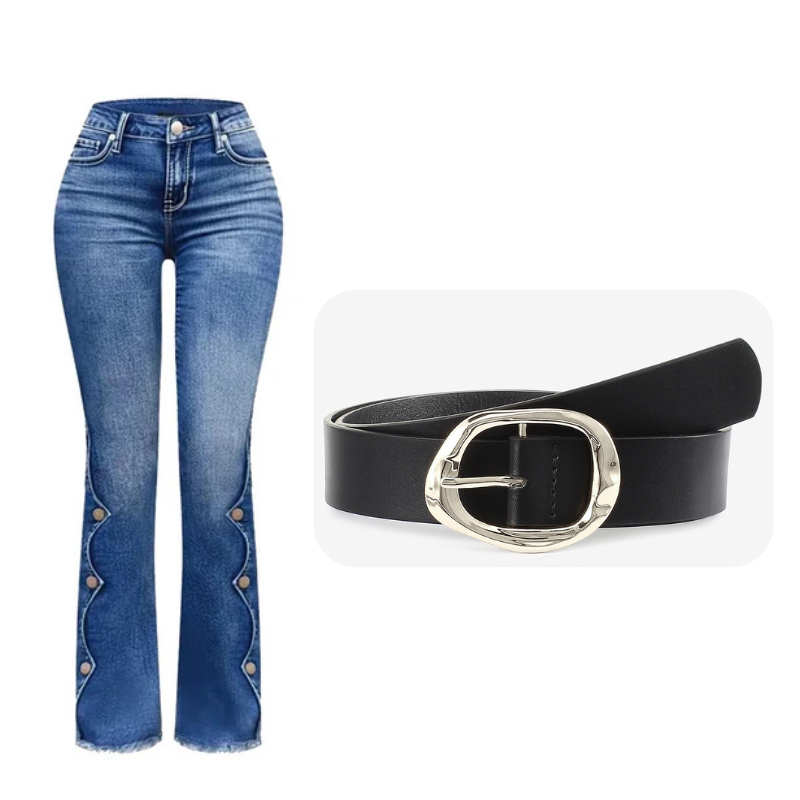🌸 OFFRE LIMITÉE –50% ! ✨Jean flare délavé taille haute pour femme