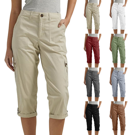 👚 Pantaloni Capri Cargo cu Buzunare Multiple, Talie Inalta, Confortabili si Practici pentru Vara 🌾