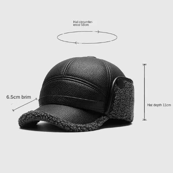 ⛄️🧢Bonnet d'hiver vintage pour homme avec oreillettes - Doublure en peluche douce et casquette en similicuir