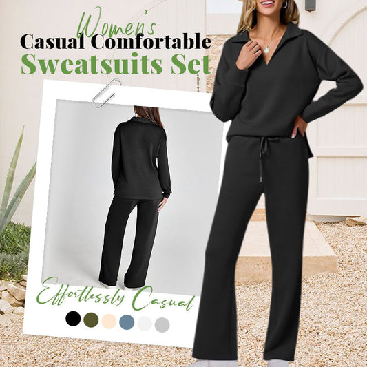 😍✨ Compleu Casual 2 Piese, Bluza cu Fermoar și Pantaloni Largi cu Șnur, Tricotat Moale — 6 Culori ❤️