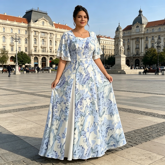 🌼👗Rochie cu mâneci fluturate și croi evazat, de un aspect eteric✨