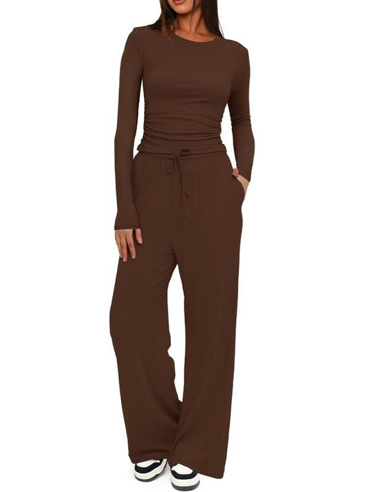 🔥ULTIMA ZI 49% REDUCERE👚2026 Set pantaloni largi cu mâneci lungi pentru femei, pentru ținute casual 💕