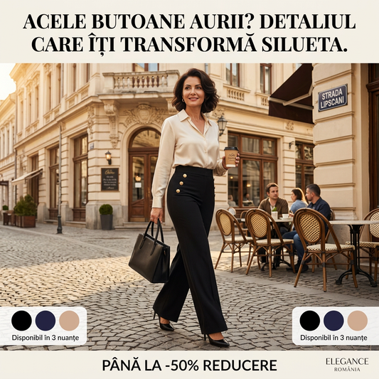 👖Trei lungimi disponibile🔥Pantaloni largi cu nasturi, cu talie elastică și efect de modelare a abdomenului