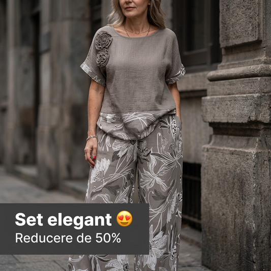 🎉Oferte speciale de sărbători❤️Set de 2 piese casual cu imprimeu floral pentru femei