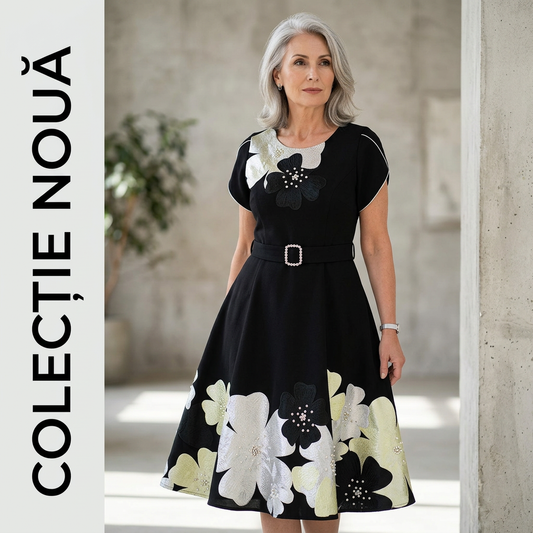 Rochie maxi pentru femei cu imprimeu floral și curea