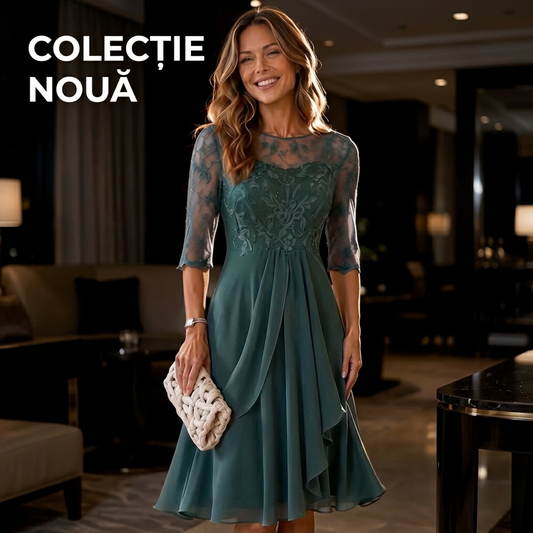 ☁️😍Rochie elegantă de cocktail cu broderie, lejeră și fluidă 💓🛍️