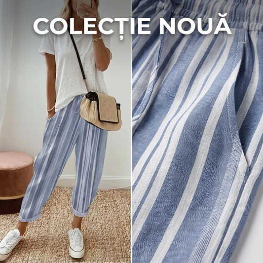 💕Ce să mă îmbrac mâine?💕Pantaloni din bumbac și in cu dungi pentru femei