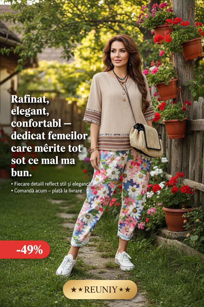 Floral Pants Folk Top - Romanian Garden Ad