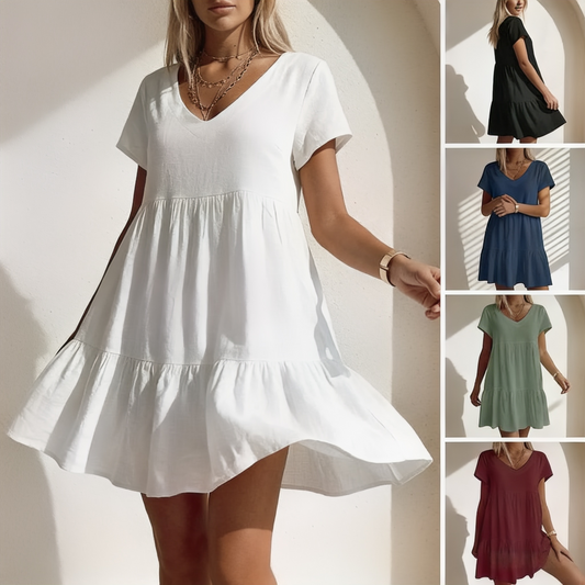 【S-5XL】👗Rochie din bumbac cu decolteu rotund și buzunare