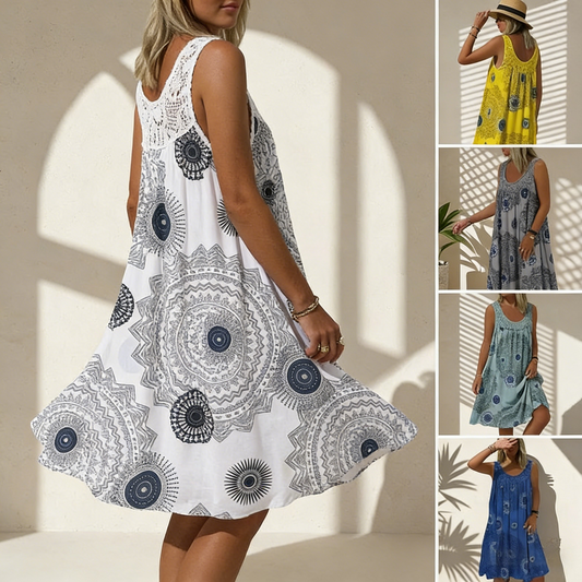 👗 【S-5XL】Femei de vară fără mâneci rochie imprimată de vară