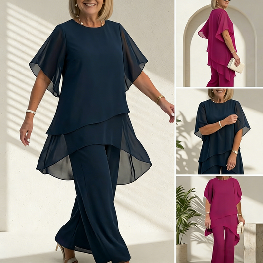 💝Moda de vara Chiffon doamnelor Plus Dimensiune două piese Set