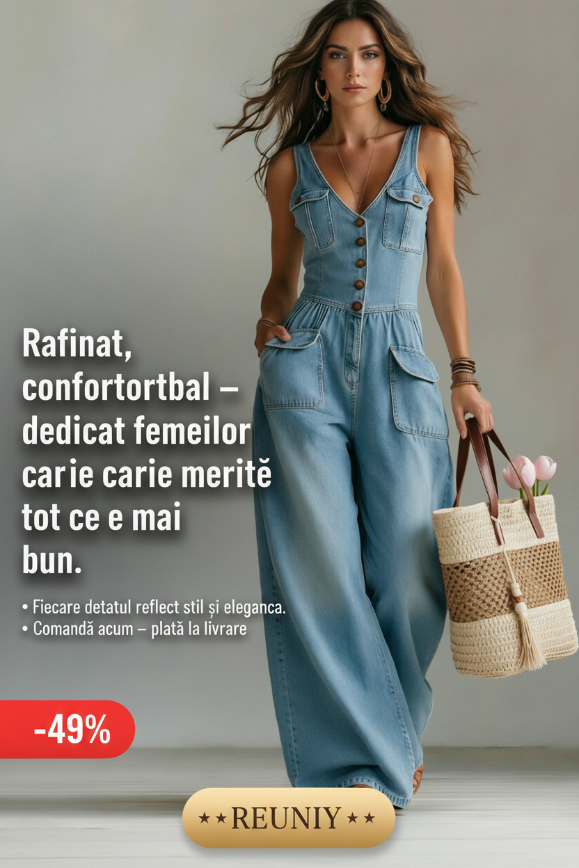 Light Blue Denim Jumpsuit Ad