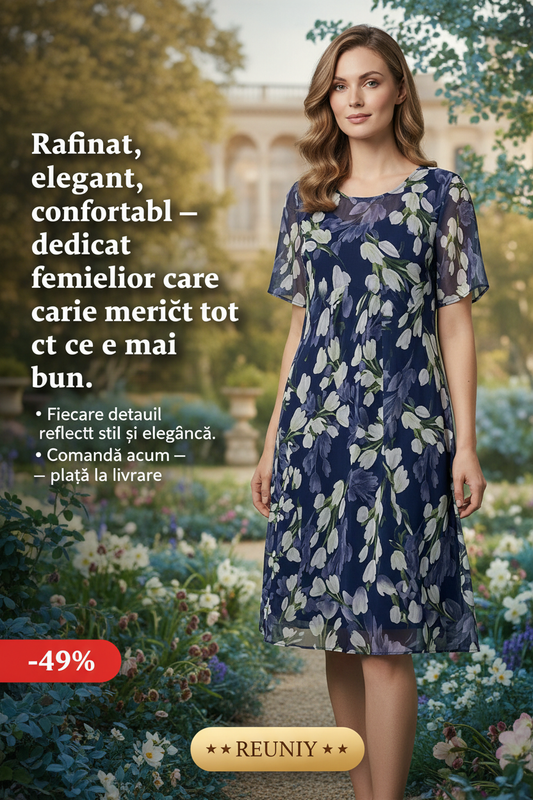 Navy Blue Tulip Floral Dress Ad