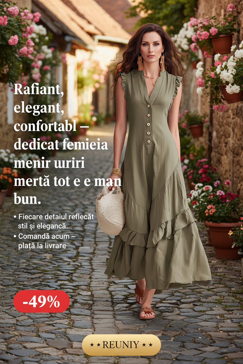 Olive Green Ruffle Maxi Dress Ad