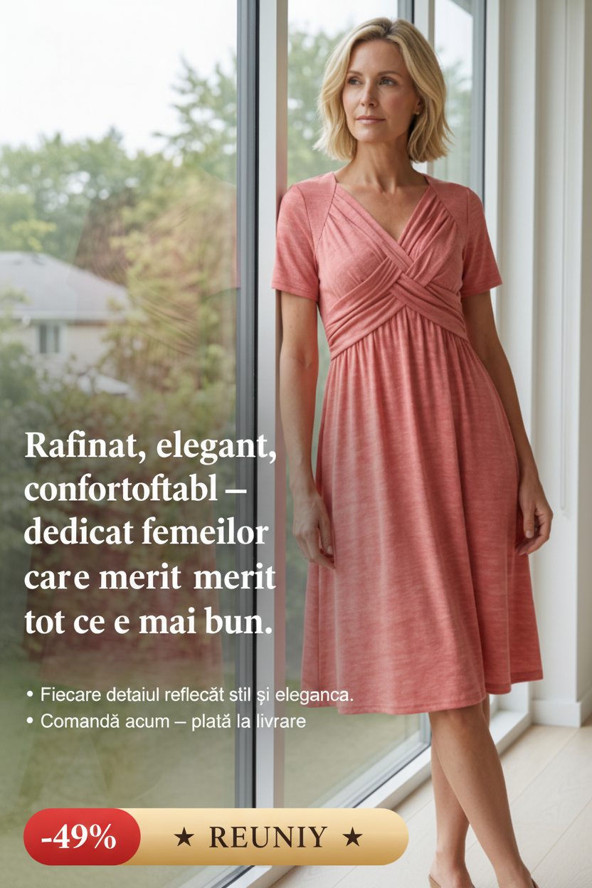 Pink V-neck Dress Fashion Ad