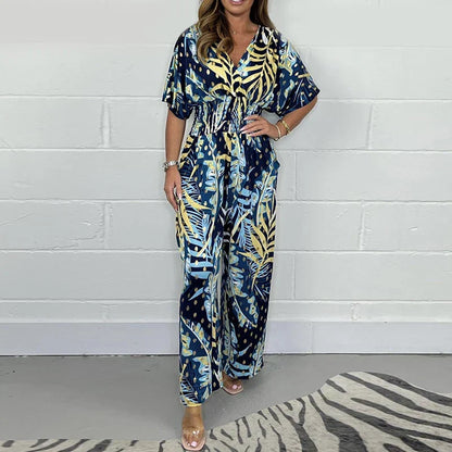 💖2026 Femeii Fashion Leaf Print Jumpsuit