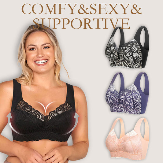 🤩Cumpără două, primești unul gratis🔥Sutien din dantelă fără cusături, cu efect de ridicare și întindere maximă