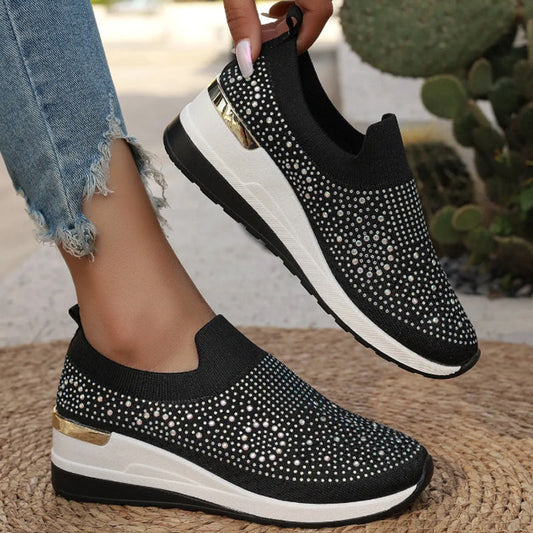 👟Strass Slip-on Casual Mesh Fabric Adidași pentru femei 😍