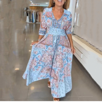 🔥 Rochie lungă elegantă cu flori pentru femei