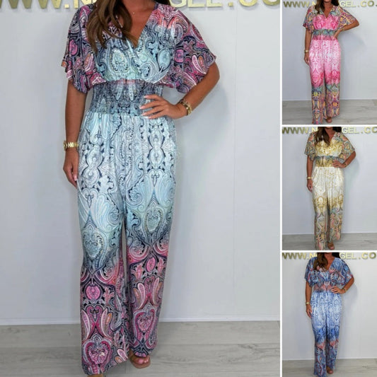 💃Femeii de moda vrac scurt maneca largă picior Jumpsuit🌷