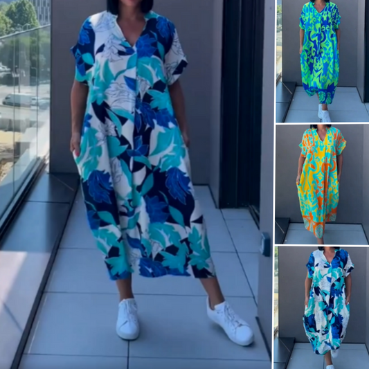 👗 Rochie Primăvară Femei cu Decolteu V 🌸 | Imprimat Floral Elegant