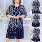 🔥【S-4XL】👗Елегантна рокля с маншети с перлен принт💃