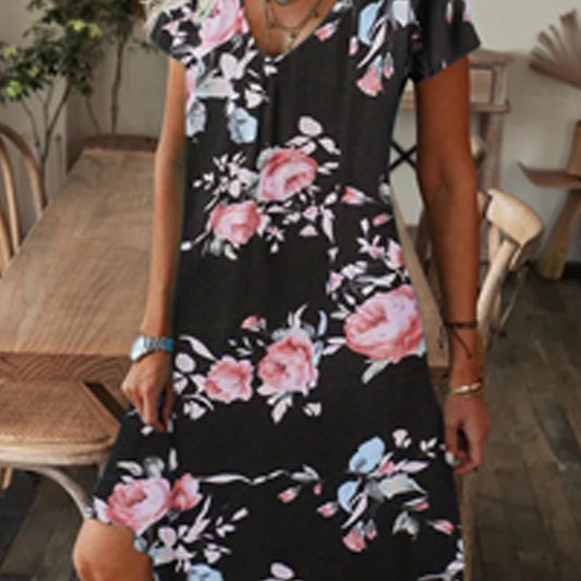 🌸 Rochie Lungă cu Decolteu V, Imprimeu Floral și Talie Înaltă, Feminină și Confortabilă, 6 Culori ✨