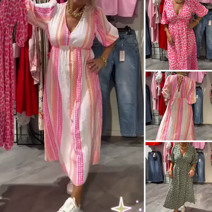 👗 Rochie cu imprimeu și decolteu în V pentru femei