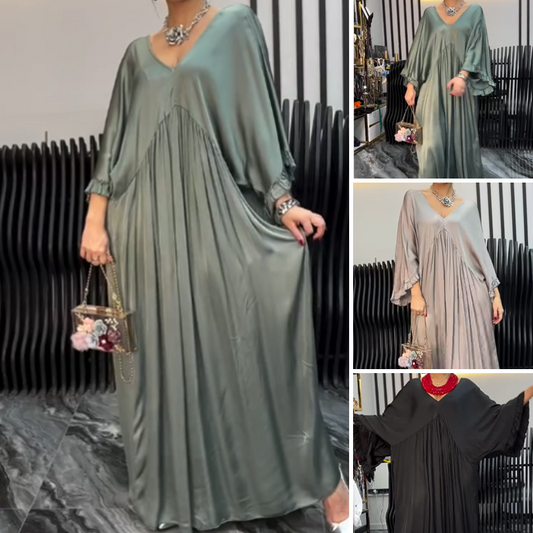 🔥 Макси Рокля с V-Деколте и Ръкави с Ръбове 👗🌸