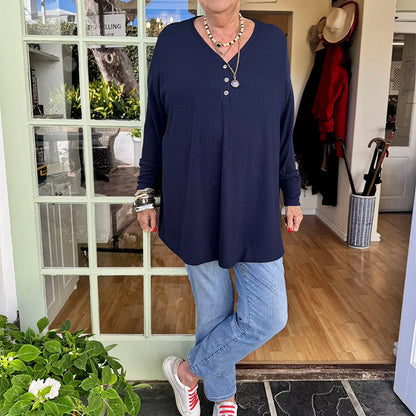 💓PROMOTIE DE ZIUA DE AZI - 50% REDUCERE🎀Bluză cu nasturi, decolteu în V și mâneci lungi pentru femei