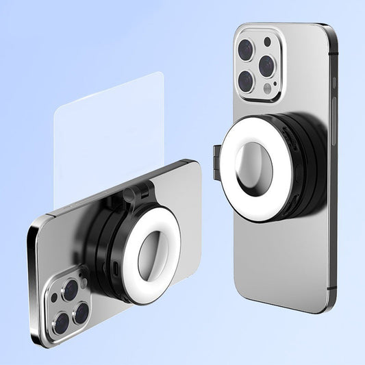 🔥3-in-1 磁石式スマホライト（内蔵ミラー付き）